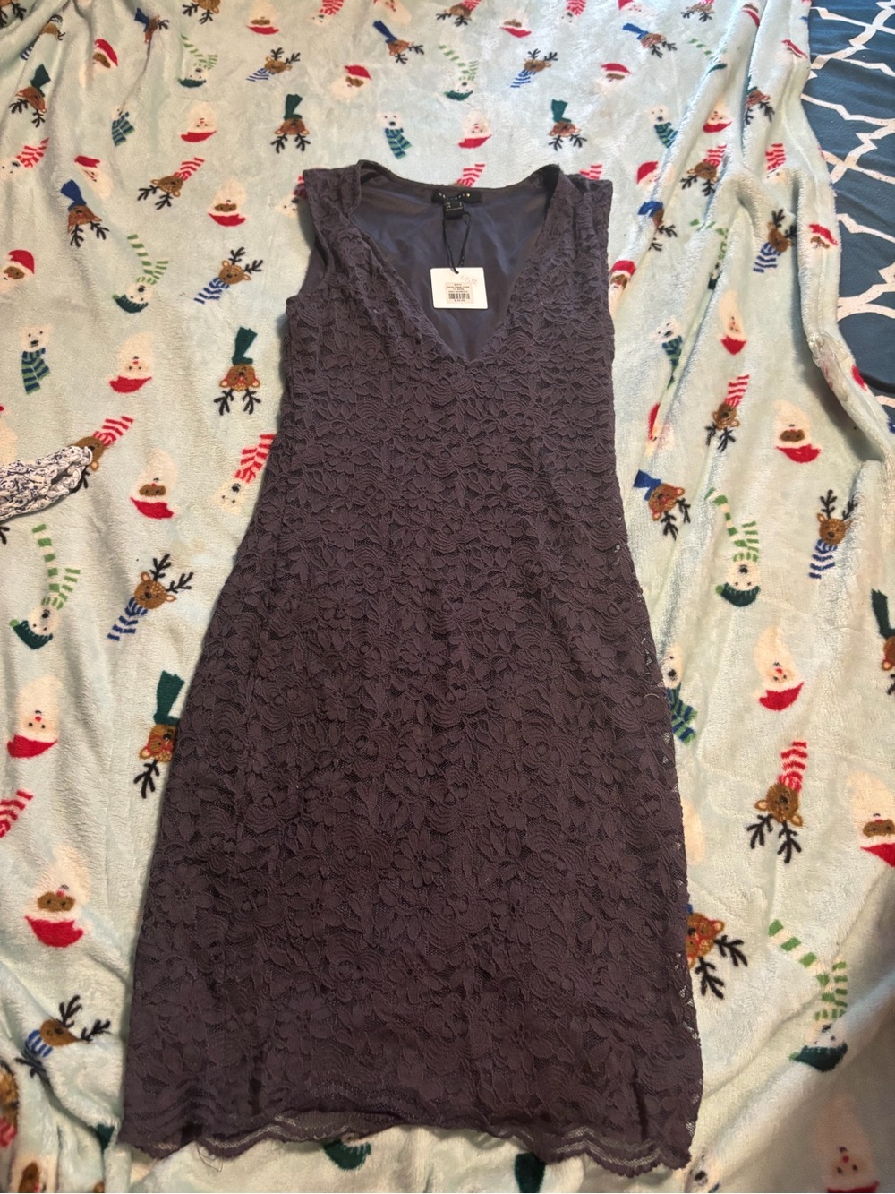 Revamped Deep Purple Lace V-Neck Midi Dress